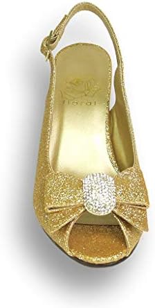 Floral Emely (DP792) Women Wide Width Evening Dress Shoes for Wedding, Prom, Dinner Gold 6 | Image 1