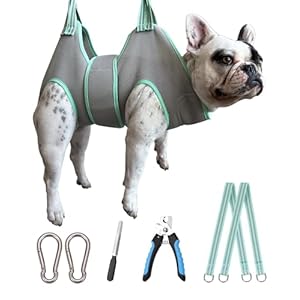 Kkiimatt Dog Grooming Hammock Harness Medium Dog Hammock for Nail Trim, Silver Gray Dog Sling for Nail Clipping Dog Restraint Hanger Holder for Nail Clipping with Thick Neck Support for Claw Care