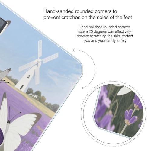 Balanza digital blanca con mariposas moradas 400 lb miniatura 4