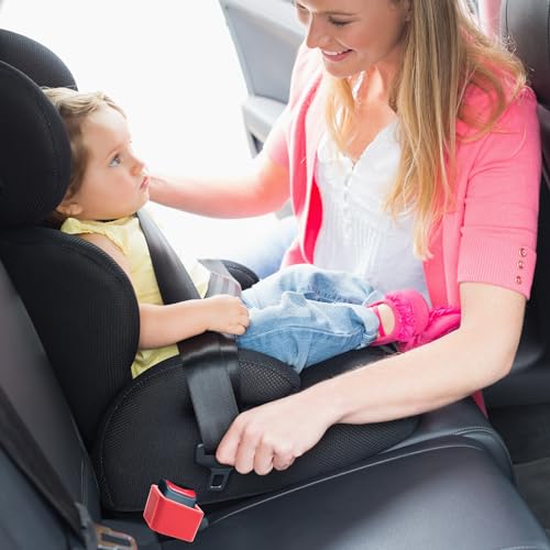 Image of 2 Pack Silicone Seat Belt Buckle Holder, Seat Belt Buckle Booster for Kids, Durable Silicone Material, Easy Access to The Buckles of Rear Seats, Car Accessories, Suitable for Most Car Models (Red)