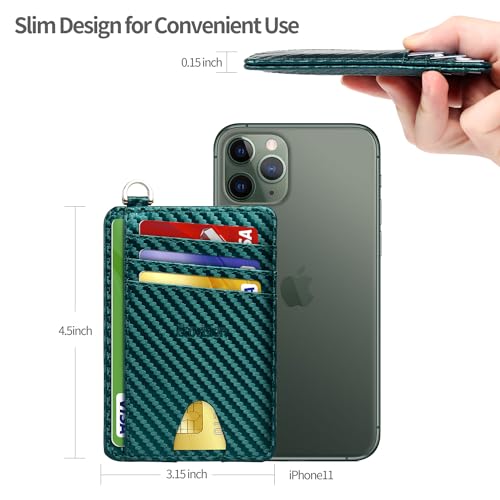 Image of Slim Minimalist Front Pocket Wallet, RFID Blocking Credit Card Holder Wallet with Detachable D-Shackle for Men Women