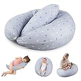 Levesolls Almohada Embarazo Cojin Lactancia Almohada Multifuncional para Madre y Bebé 100% Algodon Extraíble y Lavable