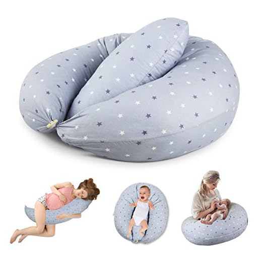 Levesolls Almohada Embarazo Cojin Lactancia Almohada Multifuncional para Madre y Bebé 100% Algodon Extraíble y Lavable