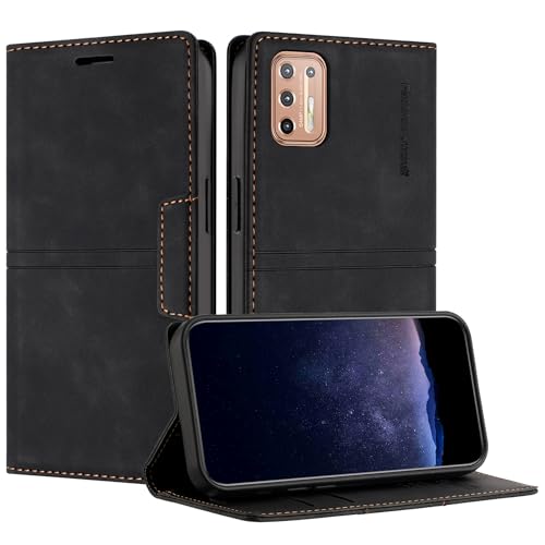 TOUCASA Funda Tipo Cartera para Motorola Moto G9 Plus, Cuero Flip Folio Carcasa, Funda con con Soporte Plegable magnética incorporada para Moto G9 Plus (Negro)