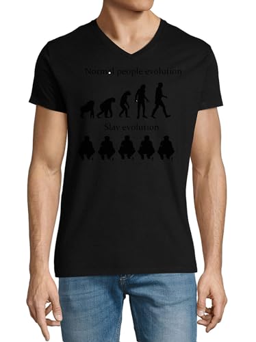 T-shirt col en V noir homme coton Slav Evolution mode casual
