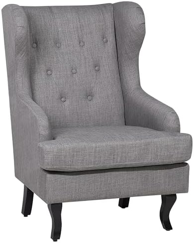 Beliani Fauteuil Bergère en Tissu Gris Style Rétro Assise Rembour...