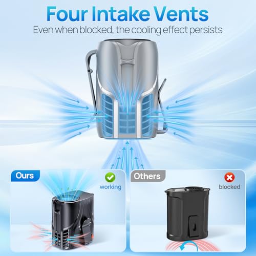 Image of Portable Personal Waist Fan& Neck Fan, 14000RPM Brushless Motor, 40H Runtime Rechargeable, 6-Speed Quiet Operation, Clip-On Personal Body Cooling for Camping /Worksites /Outdoor