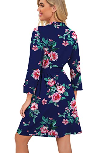 Image of PrinStory Womens Robe Lightweight Short Knit Bathrobe Soft Ladies Sleepwear with Pockets