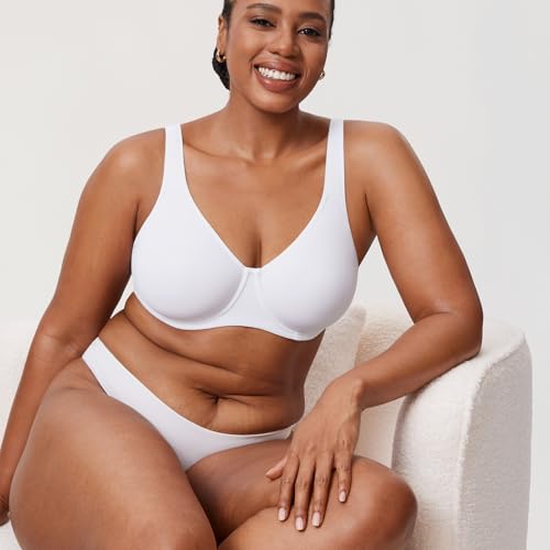 Image of DELIMIRA Women's Inbarely Plus Full Coverage Bra Plus Size Underwire Unlined Seamless Bras
