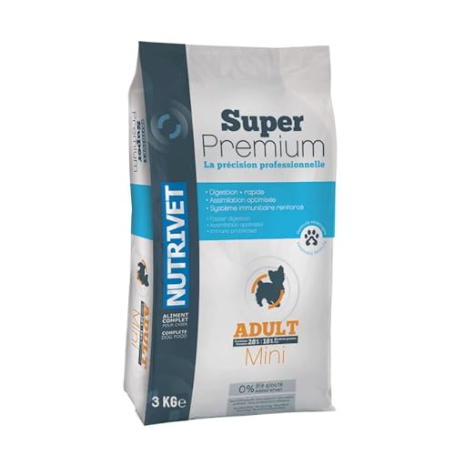 Nutrivet - Super Premium - Adulto Muy pequeño - Croquetas sin Trigo - Perro - Rico en proteína Animal - 3 kg