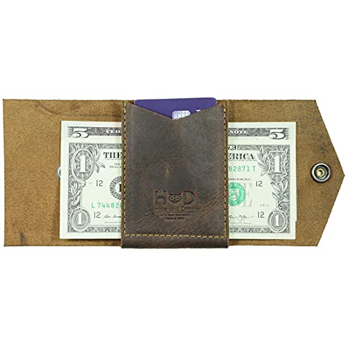 Hide & Drink, Leather T-Shape Wallet, Holds Up to 4 Cards Plus Flat Bills, Cash Organizer, Everyday Accessories, Handmade Includes 101 Year Warranty :: Bourbon Brown2