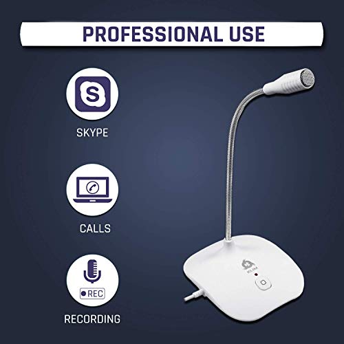 KLIM Talk - Mikrofon USB PC i Mac - kompatybilny z każdym komputerem - Profesjonalny mikrofon stacjonarny - Audio High Definition - Nowa wersja 2022 - Biały..