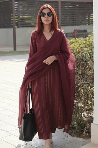 Image of ANNI Designer Women's Rayon Viscose Printed Straight Kurta with Pant and Dupatta Set | Elegant Ethnic Kurta Pant Dupatta Outfit for Women | Office Festive Casual Wear