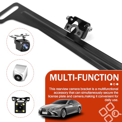 Image of Eratus Reverse Rear Camera License Plate Bracket, Metal Rustproof and Shockproof License Plate Holder, Angle Adjustable Anti-Shake Structure Mount with Installation Tool, for Most Cars Trucks (Black)