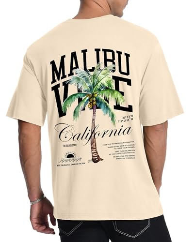 AIYINO Mens Malibu Vibe Palm Tree California Casual Short Sleeve T-Shirt