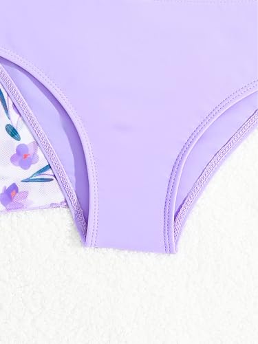 Kids Girls Floral 3 Pcs Bathing Suits Short Sleeve Kimono Top Bikini Bra with Brief Beachwear4