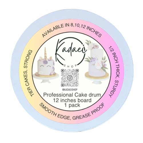 Cake Boards by KADAEI - 1/2 Inch Thick Cake Drums - Cake Boards Round Professional Smooth Straight Edge 1-Pack - White Cake Board Cake Drum (1, 12 inch)