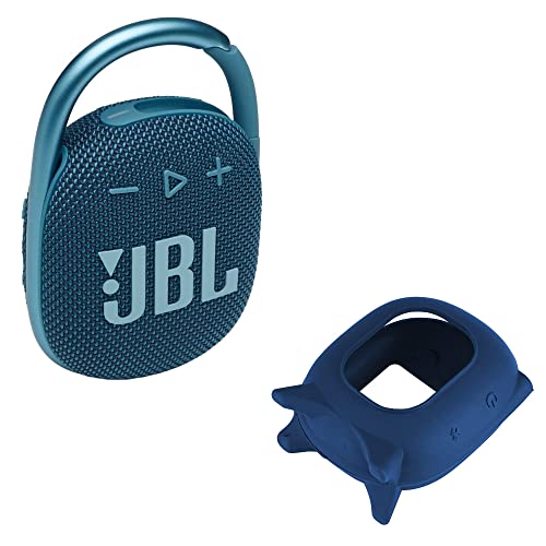JBL Clip 4 - Altavoz Bluetooth inalámbrico impermeable con funda protectora de silicona CCI de lujo y soporte integrado (azul)