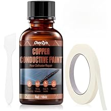 Copper Conductive Paint with Masking Tape and Scraper, High Conductivity, Used to Repair Various Types of Damage to Automotive Rear Window Defroster Grilles, 0.33 oz
