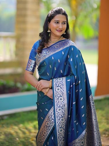 Image of SGF11 Women's Kanjivaram Pure Soft Silk Saree For Women Pure Golden Zari With Blouse Piece