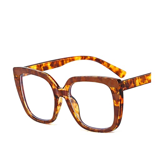 Monture de lunettes carrées femmes lunettes de vue vintage léopard surdimensionné