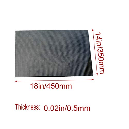XMRISE Carbon Fiber Sheet Board Plate 3K Panel 100% Laminate Rigid Twill Glossy,450mm x 350mm x 0.5mm
