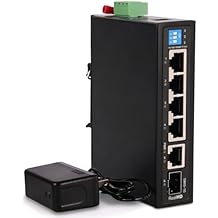 Industrial Ethernet Switch, 6-Port Gigabit Ethernet Switch Hardened, 1000Mbps, 4*1 RJ45 Uplink+1 SFP Port, Din Rail & Wall Mountable -40 to 185 F, 12Gbps Switching Capacity, with UL Power Supply