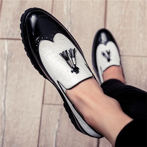 Men's Vintage Leather Wingtip Tassel Brogue Slip-On Dress Loafers Fashion Low-Top Breathable Smoking Formal Shoes Comfort Non-Slip Business Wedding Party Shoes3