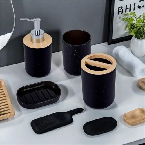 Juego de almacenamiento de plástico refinado con dosificador y soporte para cepillos 7