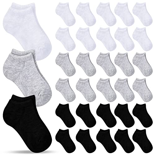 Handepo 50 Pairs Toddler Ankle Socks Low Cut Kids Crew Half Cushion Low Rise Sock Bulk for Babies Boys Girls
