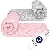 Baby Blanket 2 Pack, Soft Cozy Toddler Comforter Quilted with Grey Star Print, Ultra Soft and Comfortable Down Alternative Crib Comforter, 39x47 Inches