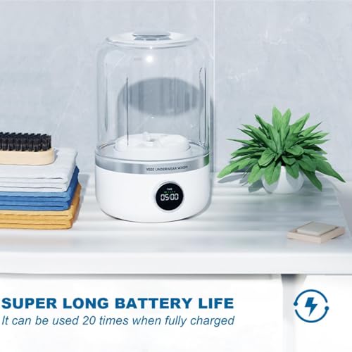 10W Drahtlose Mini-Waschmaschine, ruhige wiederaufladbare Waschmaschine für Babykleidung, Unterwäsche, Reisen mit Typ C Ladehafen, weicher Prozess und tragbares Design