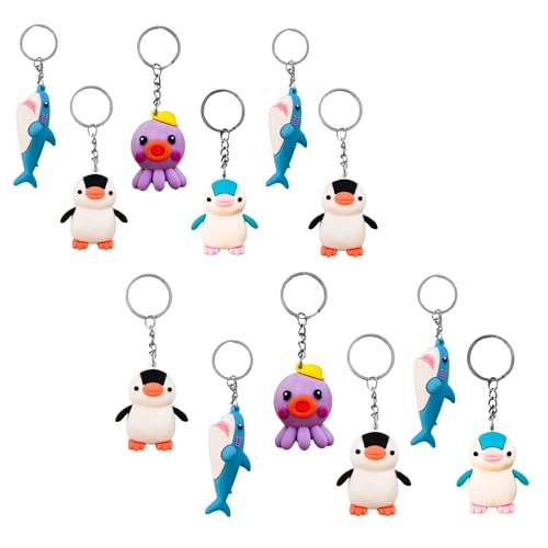 Image of Birthday Popper 12 Pcs Aqua Series 3D Keychains as Birthday Return Gifts - Durable Metal Alloy School Bag Charms for Kids, Lightweight Key Accessories