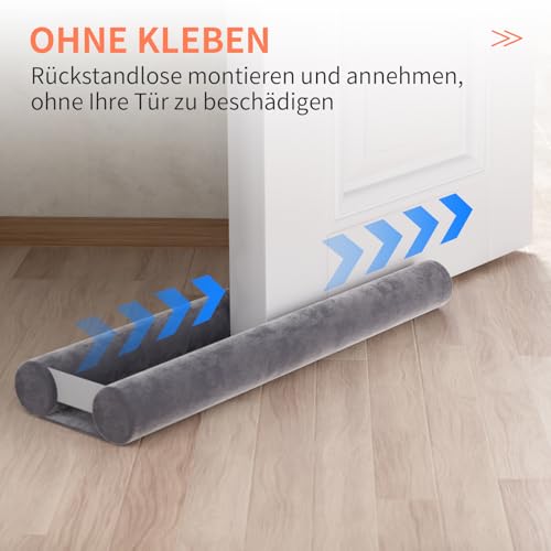 BKSAI Zugluftstopper für Türen 60-100CM Türdichtung Unten Ohne Kleben Rückstandlos Tür Luftzugstopper - Energiesparend -Schalldichte Windstopper für Haustüren Dichtung Windschutz