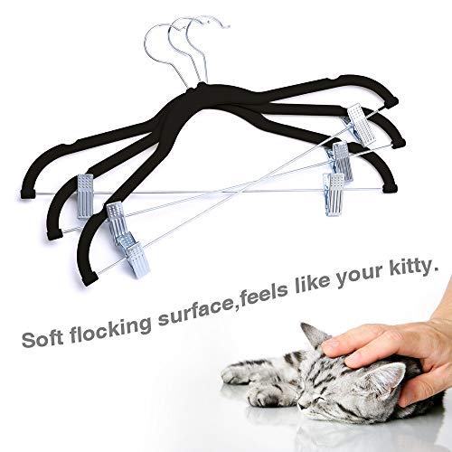 House Day Velvet Skirt Hangers 24 Packs Velvet Hangers With Clips Ultra Thin Non Slip Velvet Pants Hangers Space Saving Clothes Hangers For Skirts, Pant, Jeans (Black) #TOP6