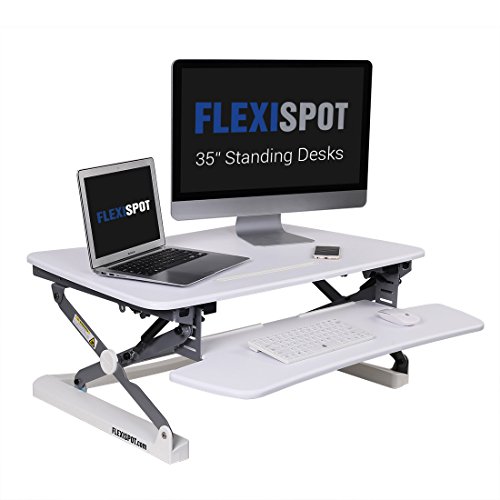 FlexiSpot Stand up Desk - 35 Height Adjustable Standing Desk Riser (White)
