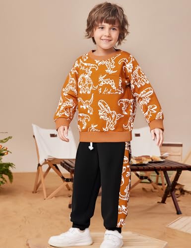 Image of Toddler Boys Dinosaur Sweatshirt and Jogger Pants Outfit Set, Ages 2-10