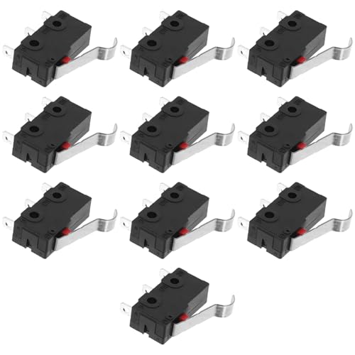 Alipis Interruptor de Límite con Palanca Curvada Microinterruptor Normalmente Abierto para Electrodomésticos Repuesto 10 Unidades con Carcasa de Ppa y Hierro Accesorio para Sistemas