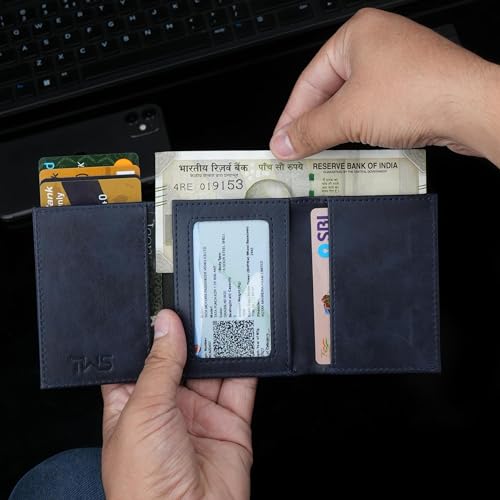 Image of The Wallet Store Defender RFID Protected Wallet | Pop-up Card Holder | Scan Proof Wallets for Men | Aluminium Case | Up to 8 Cards | Credit & Debit Card Holder (Blue-F)