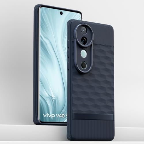 Image of Pikkme Back Cover for Vivo V40 5G / V40 Pro 5G / T3 Ultra 5G Camera Protection 3D Hexa Cube Design Silicone Protective Bumper Case (Blue)