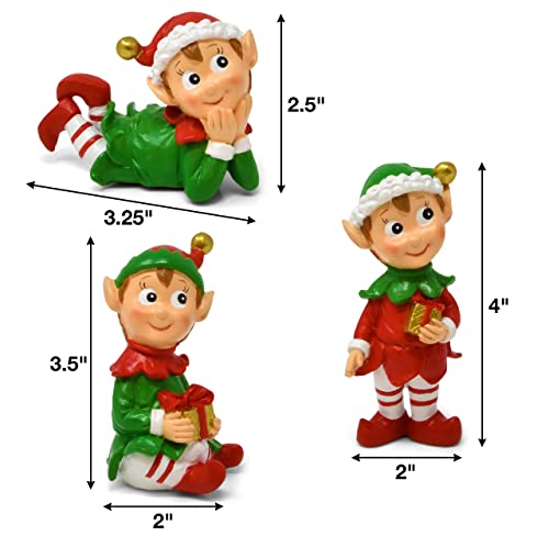 Gift Boutique 12929 Christmas Elves Figurines Table Top Decor Set Of 3 Resin Sitting Laying And Standing Elf Xmas Tabletop Decoration thumb #1