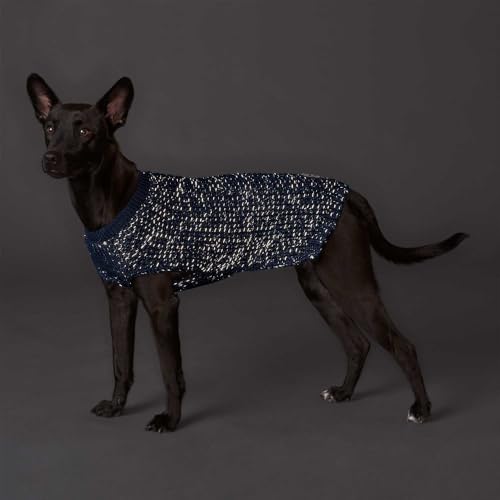 HUNTER Hundepullover FINJA, Farbe: dunkelblau, Warmer Strickpullover für kalte Tage, reflektierendes Garn für mehr Sichtbarkeit, weich & elastisch, komfortabel, waschbar bei 30°C, Größe: 35
