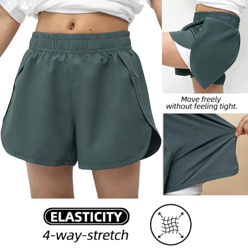 Image of MEILONGER Girls Swim Shorts 2 in 1 Bathing Suits Kids Quick Dry Boardshort Bottoms Swimming Swimwear with Compression Liner