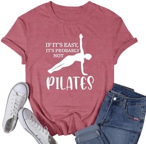 Womens Pilates Shirts Yoga Workout Tshirts Fitness Lover Tee Tops