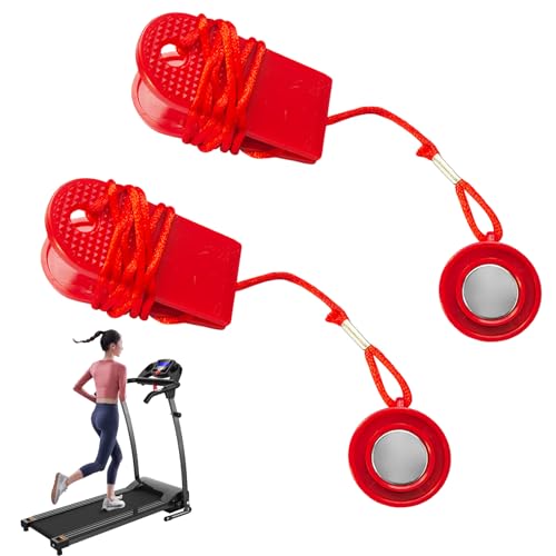 1 par de llaves de seguridad universales para cinta de correr, llave de seguridad magnética universal para accesorio de compra de emergencia para la mayoría de las cintas de correr (rojo).
