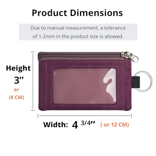 Image of RFID Blocking Travel Wallet with Adjustable Lanyard, Small Nylon Zipper Pouch and Badge Holder for ID, Credit Cards, Cash, Keys, Commuters (Mauve+Plum Wine)