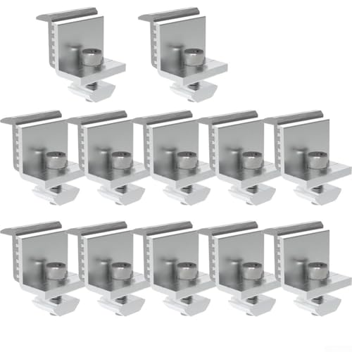 babominimer Soporte de abrazadera de montaje de techo de panel solar ajustable para paneles de 30-50 mm, construcción de aleación de aluminio con estilos de presión lateral y media (A, 12 piezas)