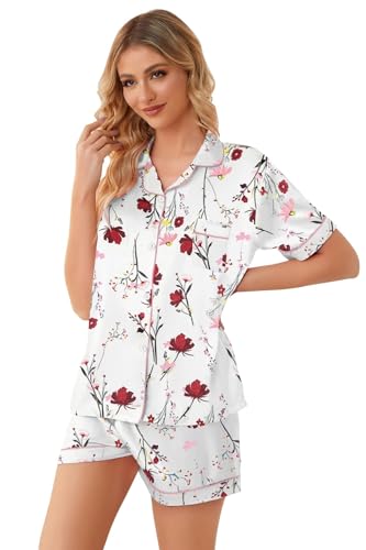 Image of Girls & Womens Satin Pajamas Set, Silk Button-Down Sleepwear 2 Piece Nightwear, 3 Years - Women XXL