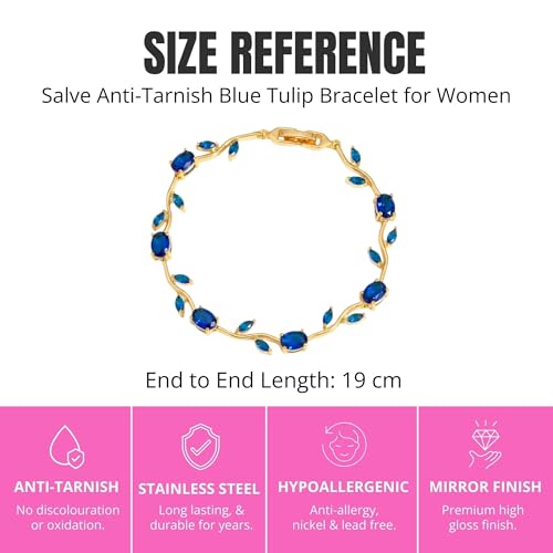 Image of SALVE Coquette Golden Tulip Bracelet for Women Stylish | Anti Tarnish Jewellery for Women, Hand Wristlet for Girls | Aesthetic Accessories for Girls, Valentine's Gift for Girlfriend