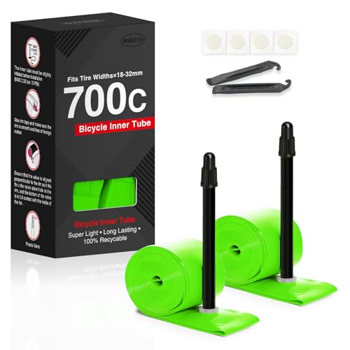 Hycline 2er-Pack TPU Fahrrad Schlauche: 700x18-32C (28 Zoll) Rennrad Unisex Ultraleichter Schlauch Presta-Ventil 45mm/65mm/85mm with 2 Reifenheber